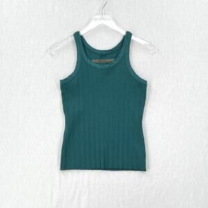 ENZA COSTA Wide Rib Racer Tank Womens Medium Teal Blue Stretch Knit Layering NEW